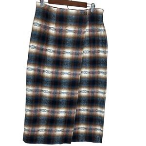 Vtg 90s No.4 EXP Jeans Multicolor Western Wool Wrap Skirt Italy Women Size 13/14